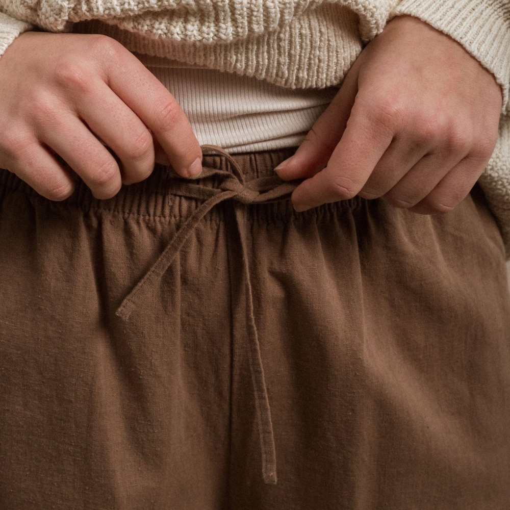 Neuflora Brown Linen Pants - Picture 2 of 5